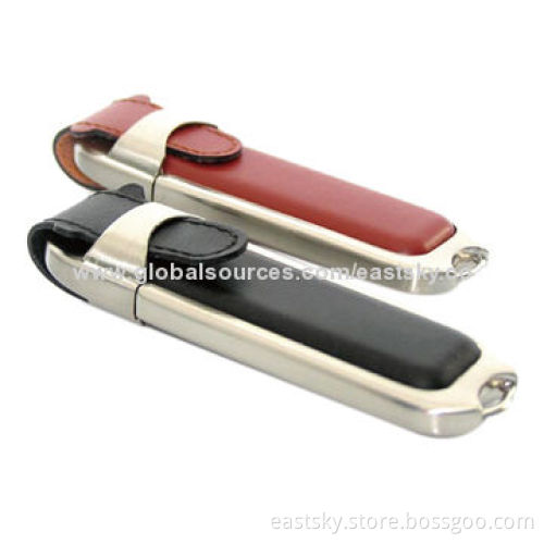 Leather Promotional USB Drive, Logo Imprinting and Advertisement Data Preloading are Welcome